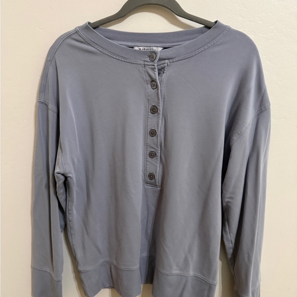 Athleta Blue Button-Up Sweatshirt